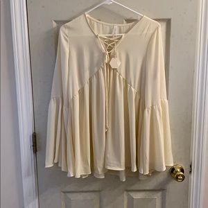 Pink Blush size medium maternity blouse ivory